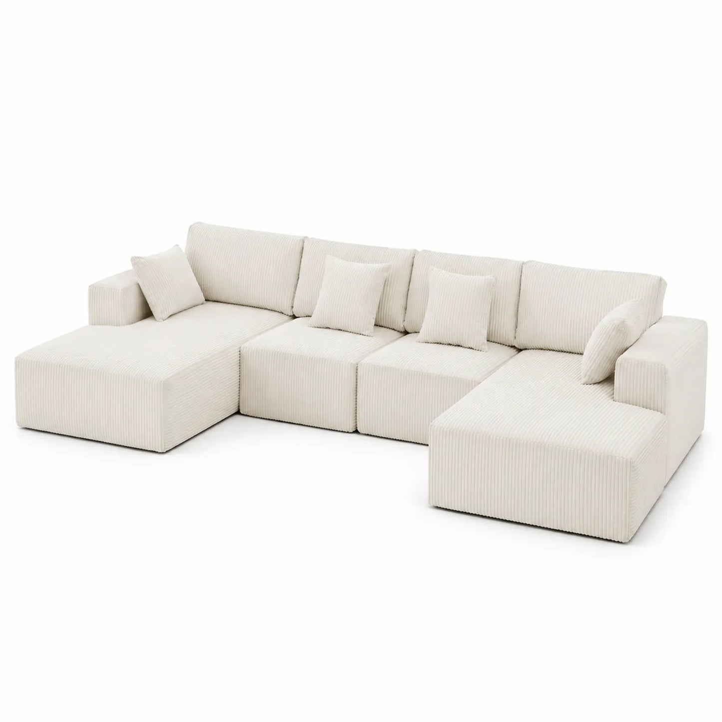 Canapé d'angle modulable en velours côtelé Beige