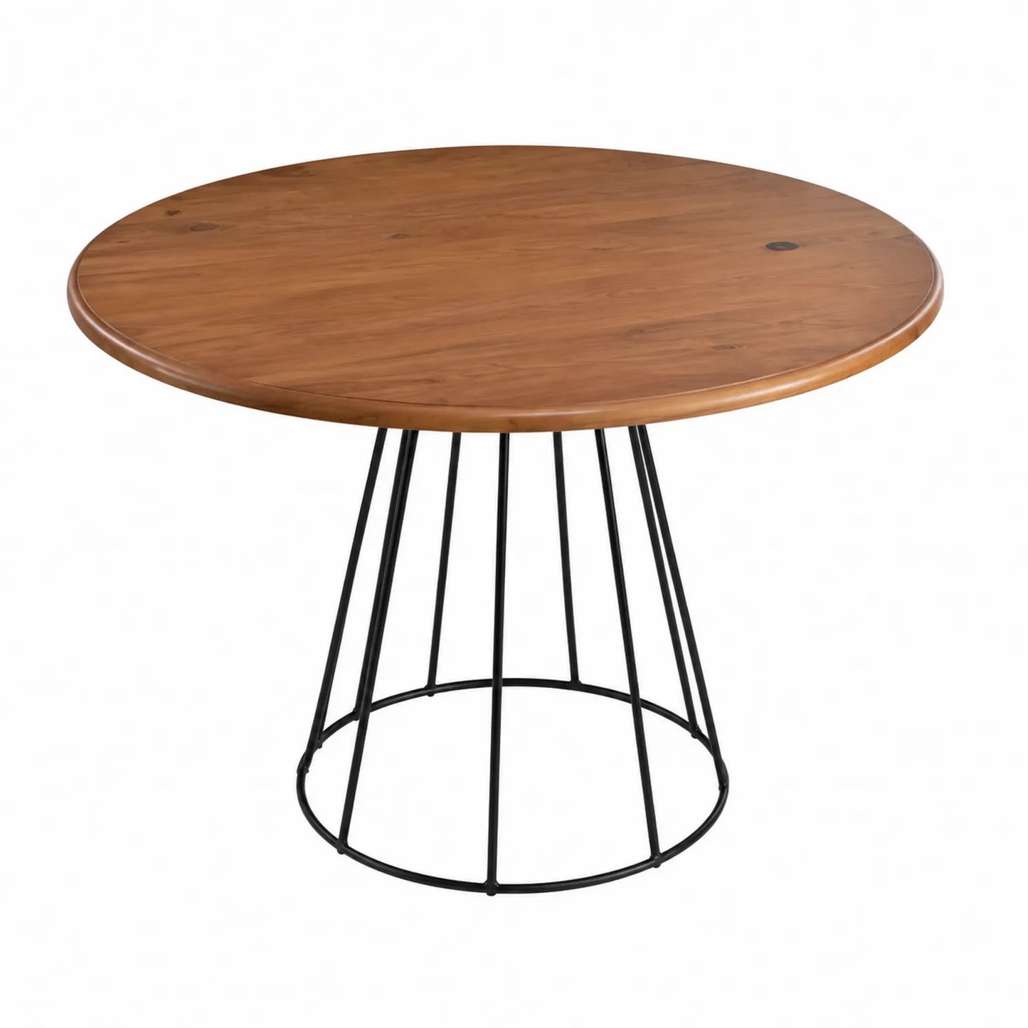 Table ronde en bois d'acacia avec pieds métalliques