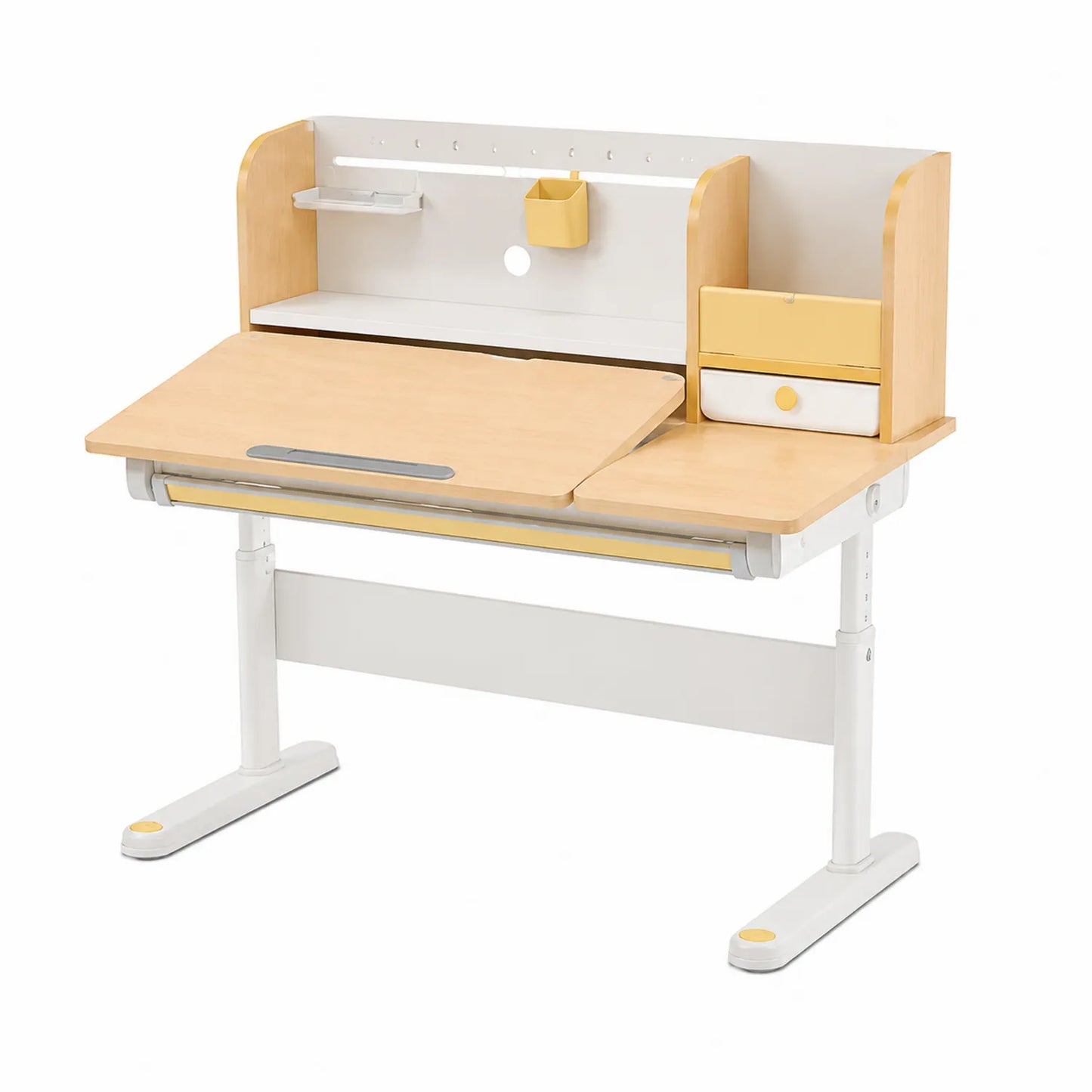Bureau réglable pour enfant en bois et métal avec tiroirs