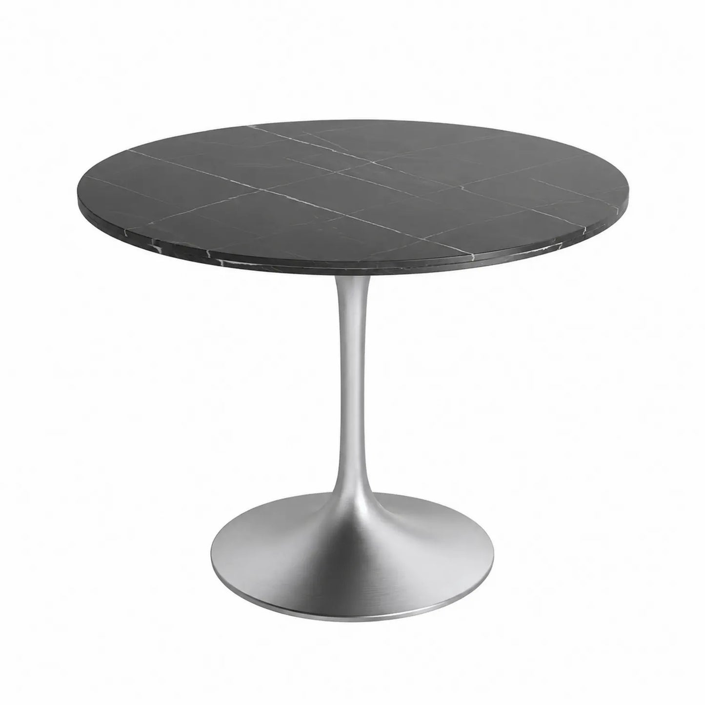 Table ronde en marbre et métal, diamètre 100 cm