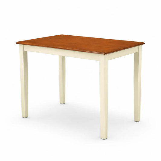 Table à manger en bois acajou et crème 120x70x75 cm