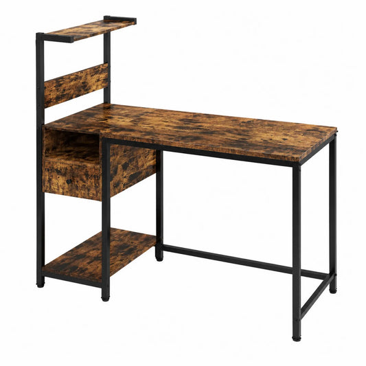 Bureau en métal et bois avec étagères intégrées 120x60x75 cm