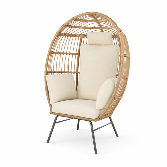 Fauteuil en Rotin avec Coussins en Polyester