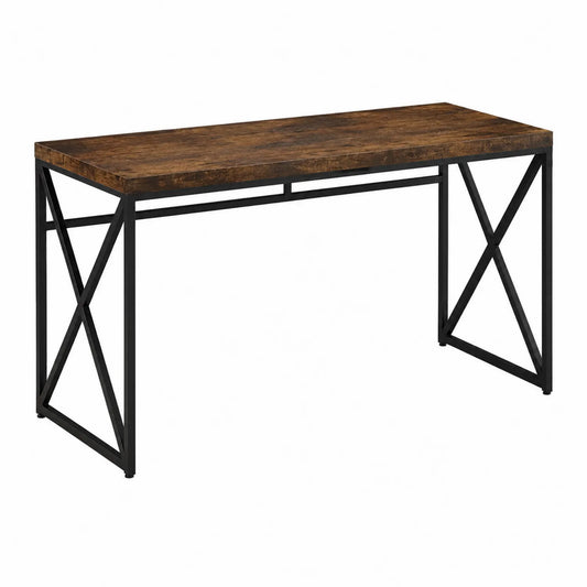 Bureau Rectangulaire en Bois et Métal Brun/Noir 120x60x75cm