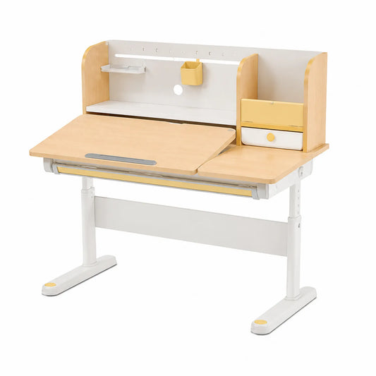 Bureau réglable pour enfant en bois et métal avec tiroirs