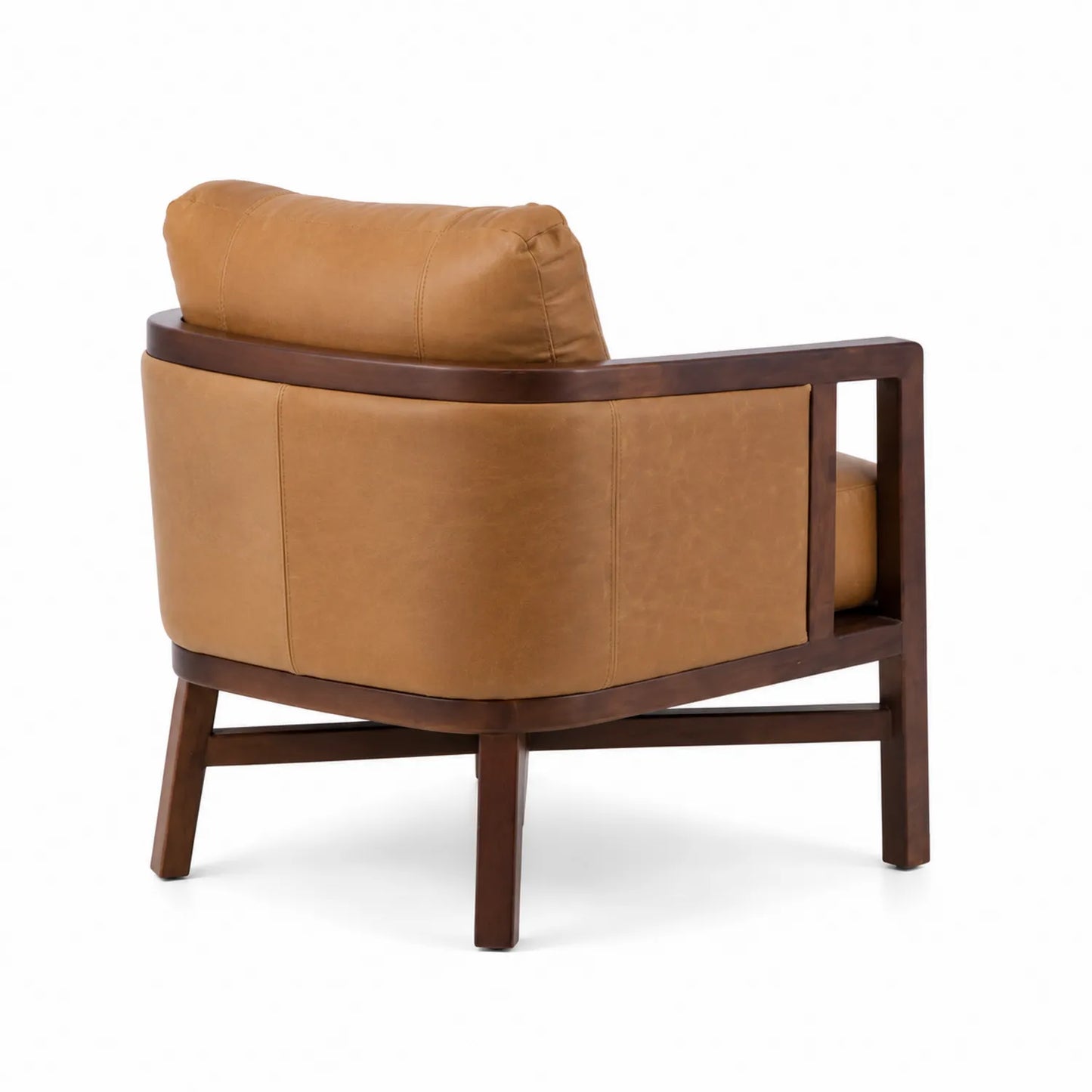 Fauteuil en cuir avec structure en bois