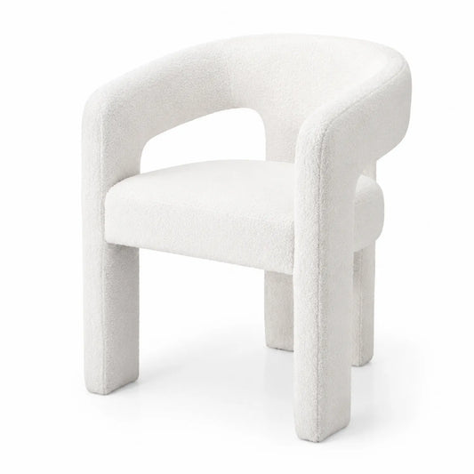 Chaise en tissu avec accoudoirs arrondis