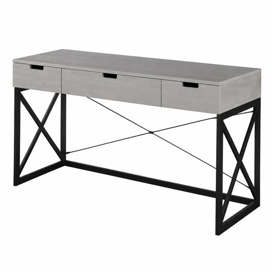 Table de Bureau en Bois MDF et Métal avec 3 Tiroirs