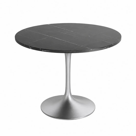 Table ronde en marbre et métal, diamètre 100 cm