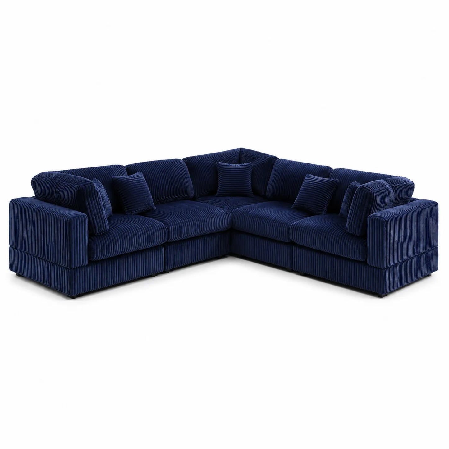 Canapé d'angle modulable en velours côtelé bleu