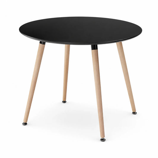 Table ronde en MDF avec pieds en bois